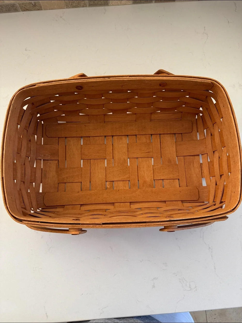 Longaberger Vintage Natural Wood Woven Basket with Dual Handles - Brown